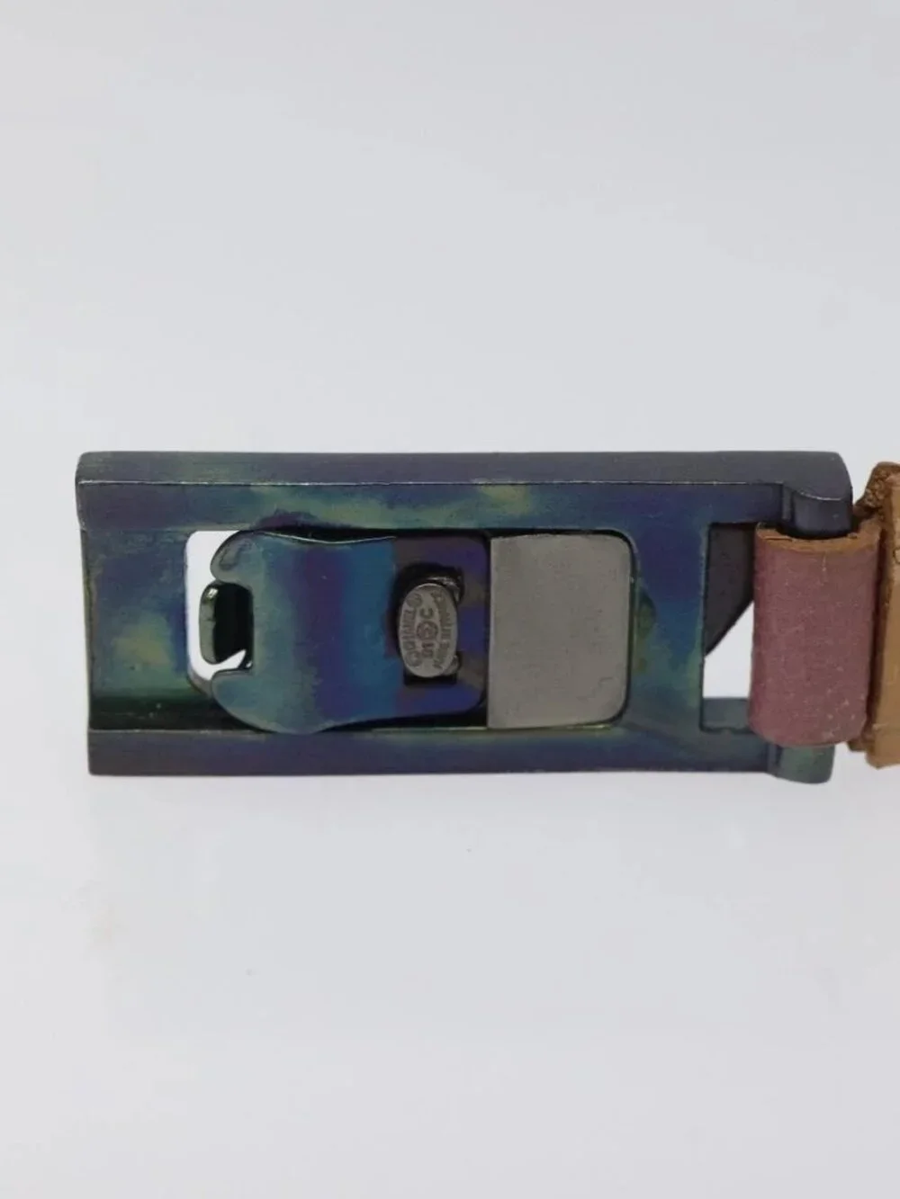 CHANEL Bracelet Leather Purple CC Auth bs23239